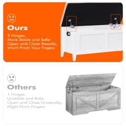 Storage Bench, 39.4” Wooden Chest Storage Box with 2 Safety Hinges, Entryway Benches with Flip-Top, Large Trunk for Living Room,