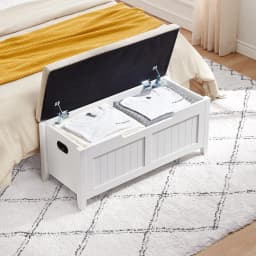 Storage Bench, 39.4” Wooden Chest Storage Box with 2 Safety Hinges, Entryway Benches with Flip-Top, Large Trunk for Living Room,