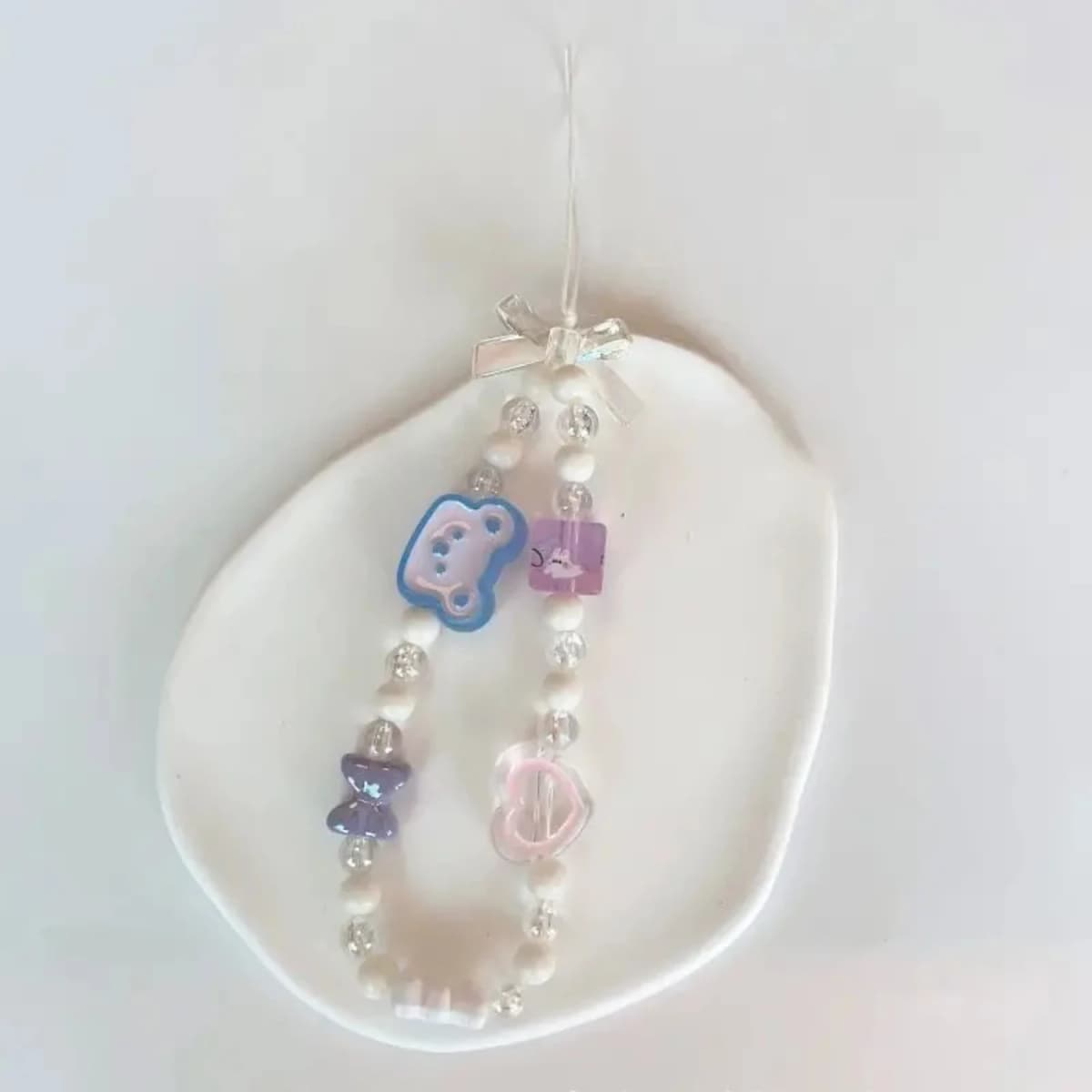 Bear Flower Bow Beads Mobile Phone Chain AB Color Butterfly Anti-loss Mobile Phone Chain Lanyard