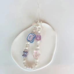 Bear Flower Bow Beads Mobile Phone Chain AB Color Butterfly Anti-loss Mobile Phone Chain Lanyard