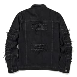 Men's High Street Destroyed Jeans Jacket With Patchwork Fashion Streetwear Ripped Denim Coat For Male Distressed Outerwear