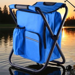 Folding Camping Chair Portable Outdoor Chair Backpack Cooler Bag Camping Recliner For Hiking Travel Beach Park Festival Lawn