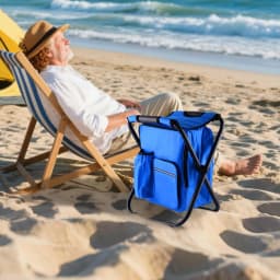 Folding Camping Chair Portable Outdoor Chair Backpack Cooler Bag Camping Recliner For Hiking Travel Beach Park Festival Lawn