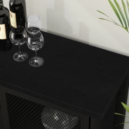 Black Coffee Bar and Liquor Cabinet With Wine Rack Storage, Industrial Kitchen Buffet for Home Living Dining Room, Black Oak, 5