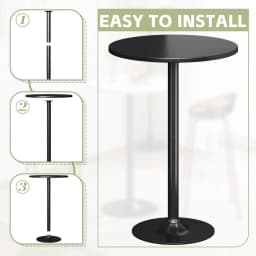 Round Bistro Pub Table 2 Pack Modern Style Metal Base MDF Top Cocktail Bar Table Counter Bar Height for Pub, Dining Room, Party