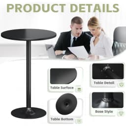 Round Bistro Pub Table 2 Pack Modern Style Metal Base MDF Top Cocktail Bar Table Counter Bar Height for Pub, Dining Room, Party