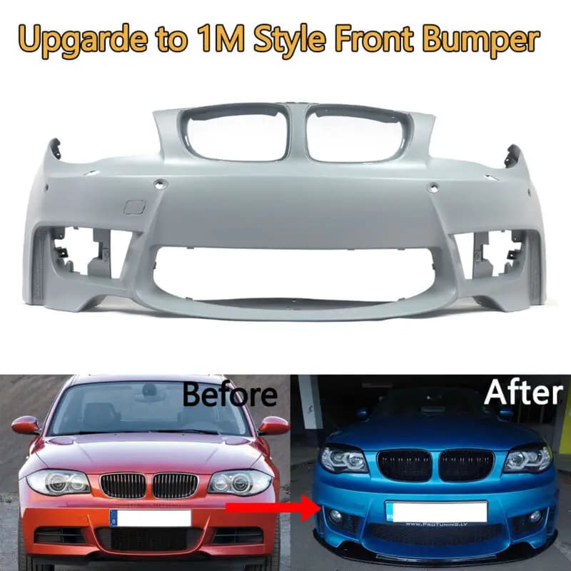 For BMW 1 Series E82 E88 2008 2009 2010 2011 2012 2013 1M Style Front Bumper Fog Lamps & Lower Centre Grilles 125i 128i 135i