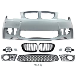 For BMW 1 Series E82 E88 2008 2009 2010 2011 2012 2013 1M Style Front Bumper Fog Lamps & Lower Centre Grilles 125i 128i 135i