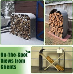 Galvanized Steel Firewood Storage Shed Outdoor Corrugated Metal Log Rack, Heavy Duty Log holder Lumber Storage Stand