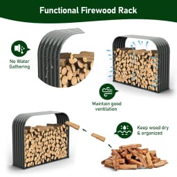 Galvanized Steel Firewood Storage Shed Outdoor Corrugated Metal Log Rack, Heavy Duty Log holder Lumber Storage Stand