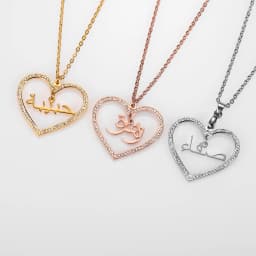 Custom Arabic Name Necklaces Love Heart Crystal Pendant For Women Personalized Gold Chain Islamic Jewelry Birthday Gift