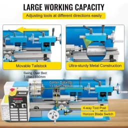 VEVOR Pro Leg Stretcher 220LBS Leg Stretch MachineMiniMetalLathe/7"X14Inch550WForThreadingMetalGearHigh-precision4-inchjawChuck