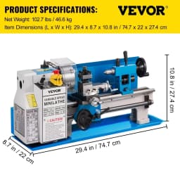 VEVOR Pro Leg Stretcher 220LBS Leg Stretch MachineMiniMetalLathe/7"X14Inch550WForThreadingMetalGearHigh-precision4-inchjawChuck