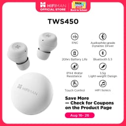 HIFIMAN TWS450 True Wireless Stereo Headset with Environmental Noise Cancellation & Audiophile-grade Dynamic Driver