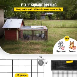 SucceBuy Welded Wire Fence Vinyl Coated Chicken Rabbit Mesh 1"x1" 16 Gauge 24"x50'/24"x100'/36"x50' Black Hardware Cloth & Mesh