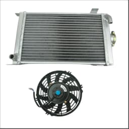Aluminum Radiator+Fan FOR Go-Kart, Karting, Gearbox, Shifter Karts, Kart MT