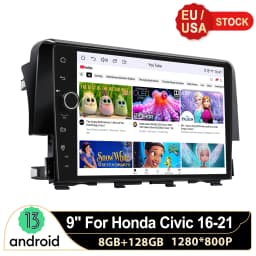 JOYING Android Car Stereo for Honda Civic 2016-2021 10th Gen Wireless CarPlay Android Auto GPS Radio Upgrade EU/US Warehouse