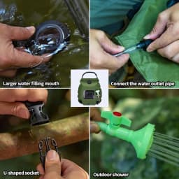 20/40L Portable Camping Shower Bag Solar Shower Bag Camping Bathroom Heating Water Storage Container with Switchable Head