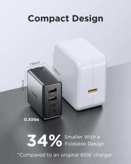PISEN 65W 4-Port GaN Charger w/ 4FT C-C Cable, Fast Charge for MacBook, iPhone 16-14, iPad, Galaxy S24, Pixel 8, Steam Deck