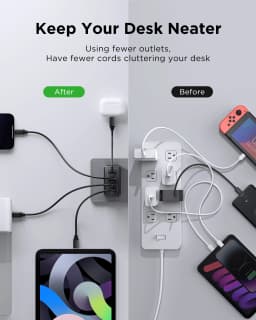 PISEN 65W 4-Port GaN Charger w/ 4FT C-C Cable, Fast Charge for MacBook, iPhone 16-14, iPad, Galaxy S24, Pixel 8, Steam Deck