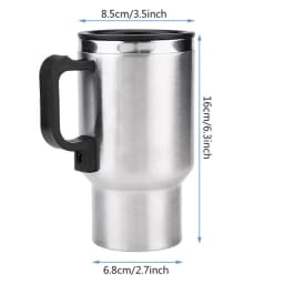 450ml Electric In-car Travel Heating Cup by Cigarette Lighter Plug Stainless Steel Travel Electric Kettle 12V Heated Thermos Mug