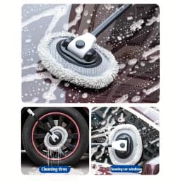 Telescopic Microfiber Car Wash Mop - Soft Chenille, Durable, Non-Scratch, Bendable Pole - Easy Reach