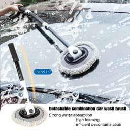 Telescopic Microfiber Car Wash Mop - Soft Chenille, Durable, Non-Scratch, Bendable Pole - Easy Reach