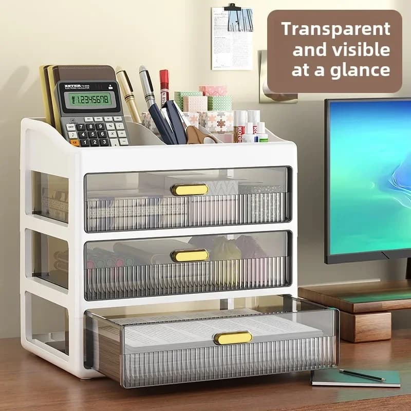Cosmetics Storage Box Desktop Drawer Cosmetics Lipstick Mask Jewelry Large Capacity Shelf Transparent Plastic