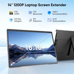 Dopesplay 14.1 inch Portable Monitors 1200P HDR External Screen Extender for Laptop XBox PS4 5 Second Display up to 17.3 Laptops