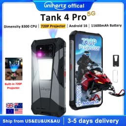 【Ships from US】Unihertz by 8849 Tank 4 Pro 5G AI Rugged Phone Built-in 720P Projector Dimensity 8300 32+512GB 3K AMOLED 11600mAh