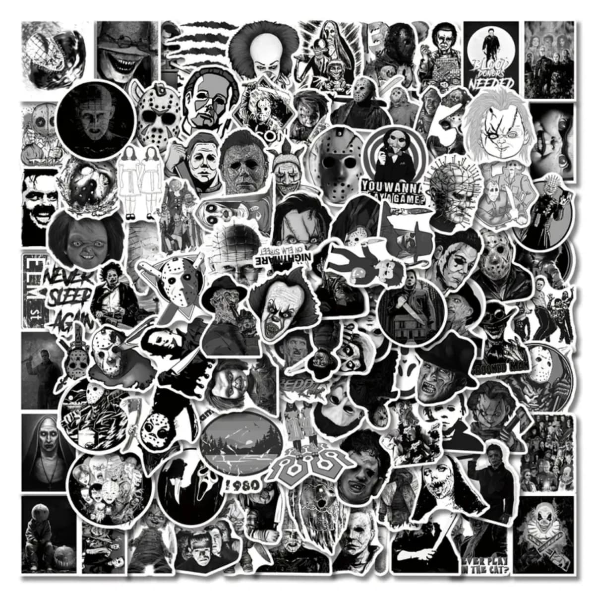 Creepy 100 PCS Horror Stickers Pack: Vinyl Terror Stickers, Horrifying Theme Stickers for Water Bottle, Laptop, Helmet - Scary G
