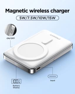 PISEN Magnetic Wireless Power Bank with Built in Stand MagSafe Compatible 30W USB C Fast Charging for iPhone Samsung Huawei