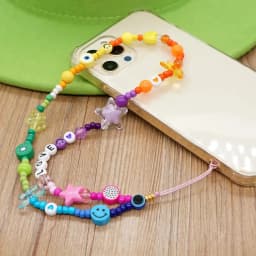 Acrylic Crystal LOVE Smile Beaded Chain Wrist Strap For Cell Phone