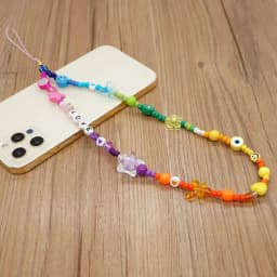 Acrylic Crystal LOVE Smile Beaded Chain Wrist Strap For Cell Phone