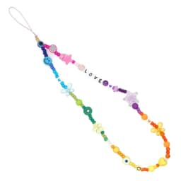 Acrylic Crystal LOVE Smile Beaded Chain Wrist Strap For Cell Phone