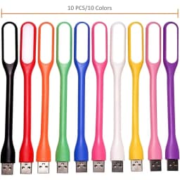 Christmas Mini USB Gooseneck Structure Adjustable Lamp - 10-Pack LED Notebook Computer Keyboard Laptop Flexible Decoration Light
