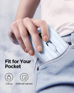 PISEN 30W Mini Power Bank 10000mAh, Small And Portable, With Dual Wires, Compatible With Type-C And Lightning Interface Devices