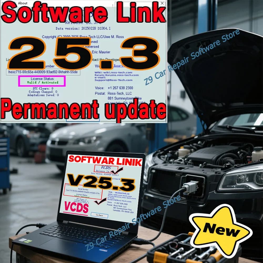 VCDS 2025 VAG COM OBD2 Scanner VAG HEX V2 with USB Interface for VW Audi Skoda Seat - Multilingual Tool Unlimited VINs Software