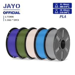 JAYO PLA Filament 1.75mm 1.1KG 5Rolls PLA 3D Printer Filament with Reusable Spool Fit Most 3D Printers