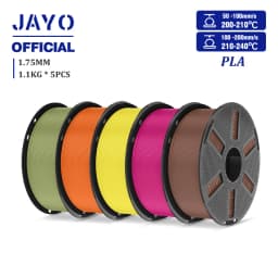 JAYO PLA Filament 1.75mm 1.1KG 5Rolls PLA 3D Printer Filament with Reusable Spool Fit Most 3D Printers