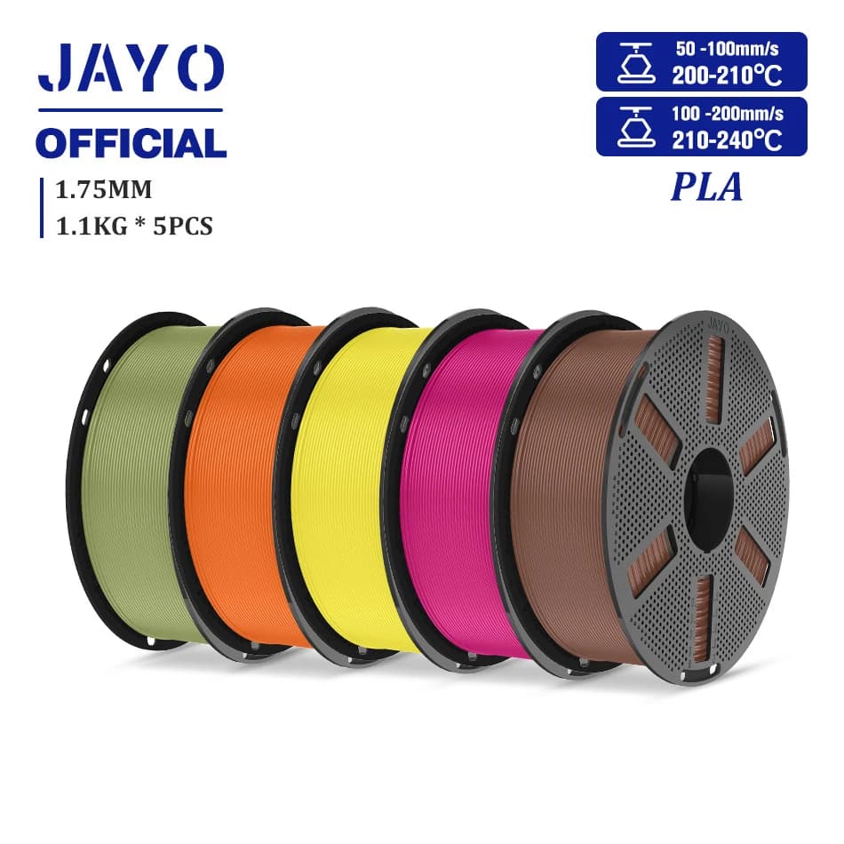 JAYO PLA Filament 1.75mm 1.1KG 5Rolls PLA 3D Printer Filament with Reusable Spool Fit Most 3D Printers