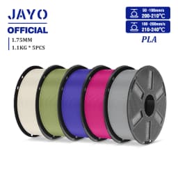 JAYO PLA Filament 1.75mm 1.1KG 5Rolls PLA 3D Printer Filament with Reusable Spool Fit Most 3D Printers