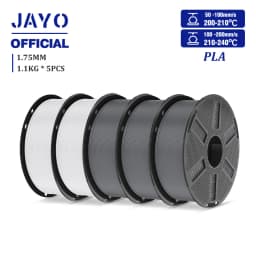JAYO PLA Filament 1.75mm 1.1KG 5Rolls PLA 3D Printer Filament with Reusable Spool Fit Most 3D Printers