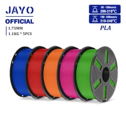 JAYO PLA Filament 1.75mm 1.1KG 5Rolls PLA 3D Printer Filament with Reusable Spool Fit Most 3D Printers