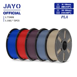 JAYO PLA Filament 1.75mm 1.1KG 5Rolls PLA 3D Printer Filament with Reusable Spool Fit Most 3D Printers