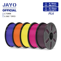 JAYO PLA Filament 1.75mm 1.1KG 5Rolls PLA 3D Printer Filament with Reusable Spool Fit Most 3D Printers