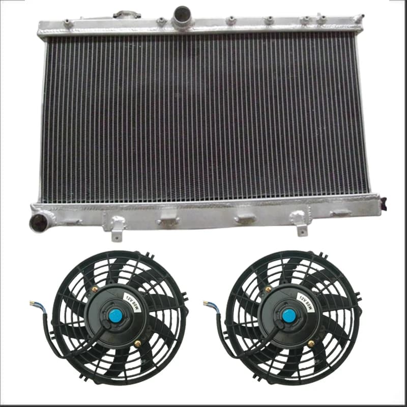 Aluminum Radiator + Fans For Subaru Impreza WRX STI GDB GDA 2002 2003 2004 2005 2006 2007 Manual MT