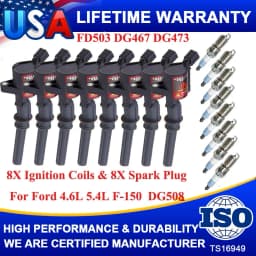 8PCS DG508 LGNITION COILS & AGSF22WM/SP479 SPARK PLUGS For FORD LINCOLN MERCURY V8