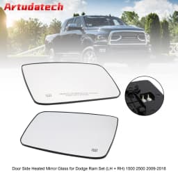 Artudatech Door Side Heated Mirror Glass for Dodge Ram Set (LH + RH) 1500 2500 2009-2018
