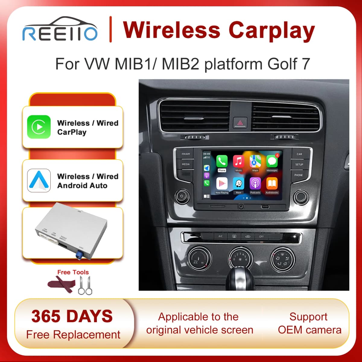 Wireless Carplay Android Auto For Volkswagen Golf 7 With MIBI System Multimedia Accessory Mirror Link AirPlay Supported Cameras
